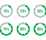 Percentage infographics in green color